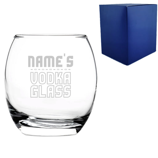 Personalised Engraved Vodka Short Tondo Tumbler with 'Name's Vodka Glass' Design - The Gift Cabin UK