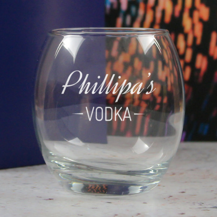 Personalised Engraved Novelty Vodka Tondo Tumbler with 'Name's Vodka' Design - The Gift Cabin UK