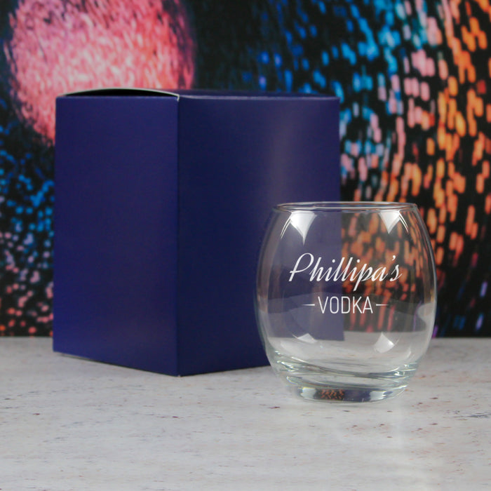 Personalised Engraved Novelty Vodka Tondo Tumbler with 'Name's Vodka' Design - The Gift Cabin UK