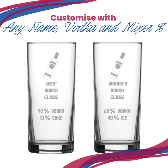 Personalised Engraved Vodka Hiball Tumbler with 'Name's Vodka Glass and Mixer' Design - The Gift Cabin UK