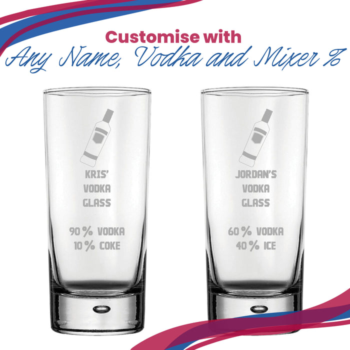 Personalised Engraved Vodka Bubble Hiball with 'Name's Vodka Glass and Mixer' Design - The Gift Cabin UK