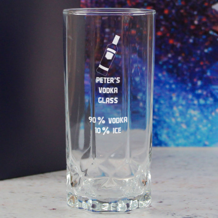 Personalised Engraved Vodka Future Hiball with 'Name's Vodka Glass and Mixer' Design - The Gift Cabin UK