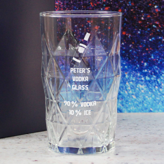 Personalised Engraved Vodka Keops Hiball with 'Name's Vodka Glass and Mixer' Design - The Gift Cabin UK