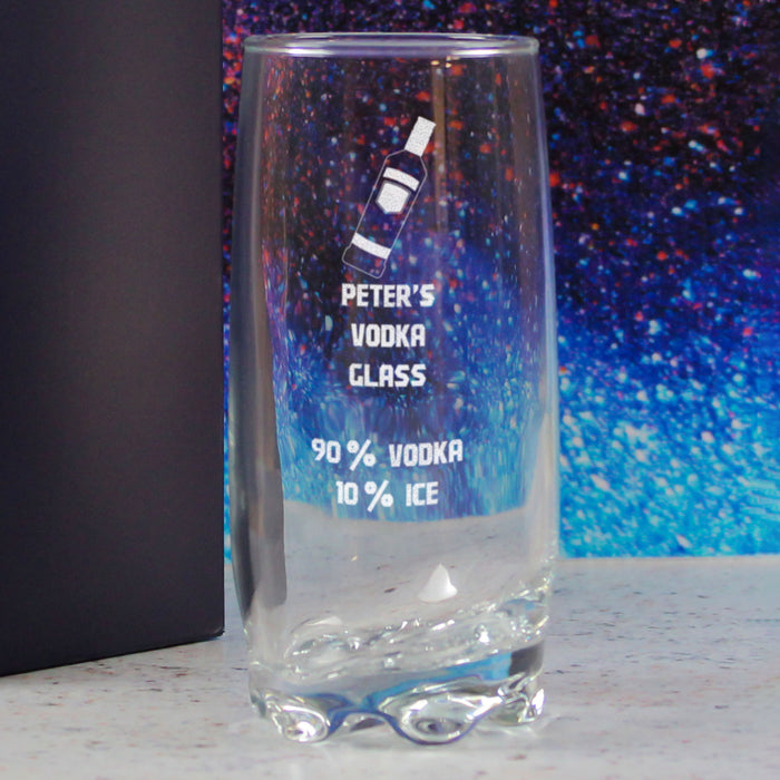 Personalised Engraved Vodka Adora Hiball with 'Name's Vodka Glass and Mixer' Design - The Gift Cabin UK