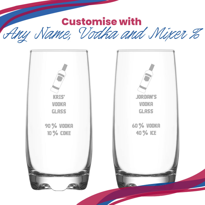 Personalised Engraved Vodka Adora Hiball with 'Name's Vodka Glass and Mixer' Design - The Gift Cabin UK