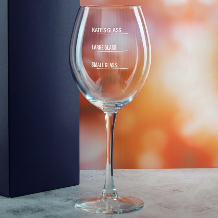 Personalised Engraved Enoteca Wine Glass with Name's Glass Bold Measurements Design, Customise with Any Name - The Gift Cabin UK