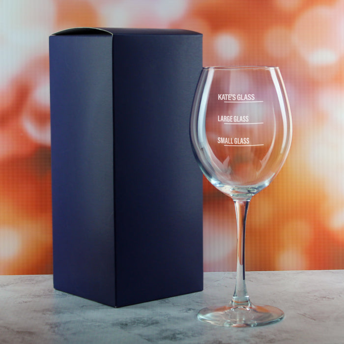 Personalised Engraved Enoteca Wine Glass with Name's Glass Bold Measurements Design, Customise with Any Name - The Gift Cabin UK