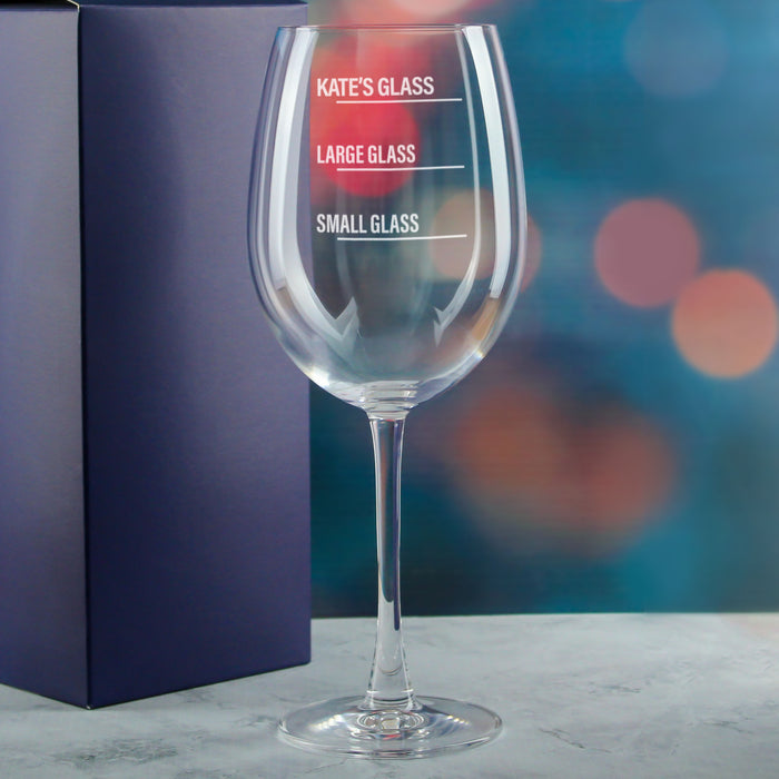 Personalised Engraved Reserva Wine Glass with Name's Glass Bold Measurements Design, Customise with Any Name - The Gift Cabin UK