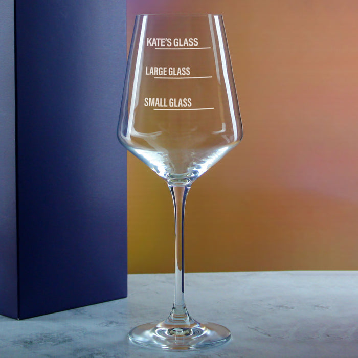 Personalised Engraved Infinity Wine Glass with Name's Glass Bold Measurements Design, Customise with Any Name - The Gift Cabin UK