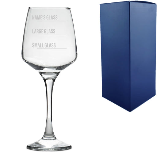 Personalised Engraved Tallo Wine Glass with Name's Glass Bold Measurements Design, Customise with Any Name - The Gift Cabin UK