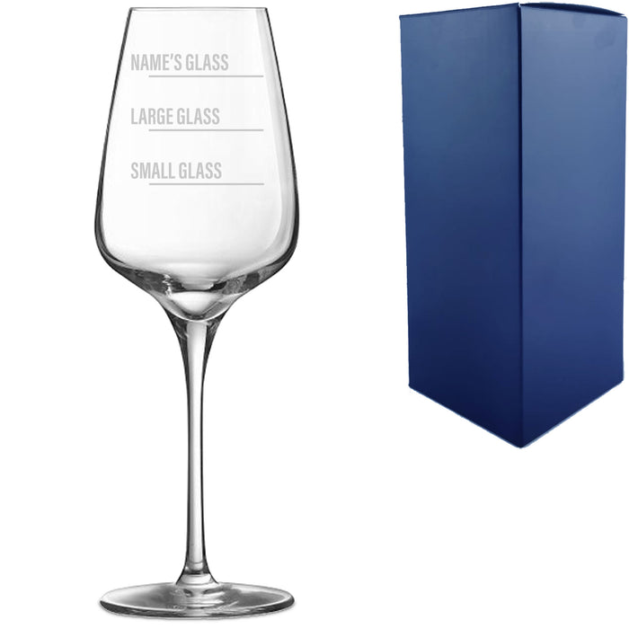 Personalised Engraved Sublym Wine Glass with Name's Glass Bold Measurements Design, Customise with Any Name - The Gift Cabin UK