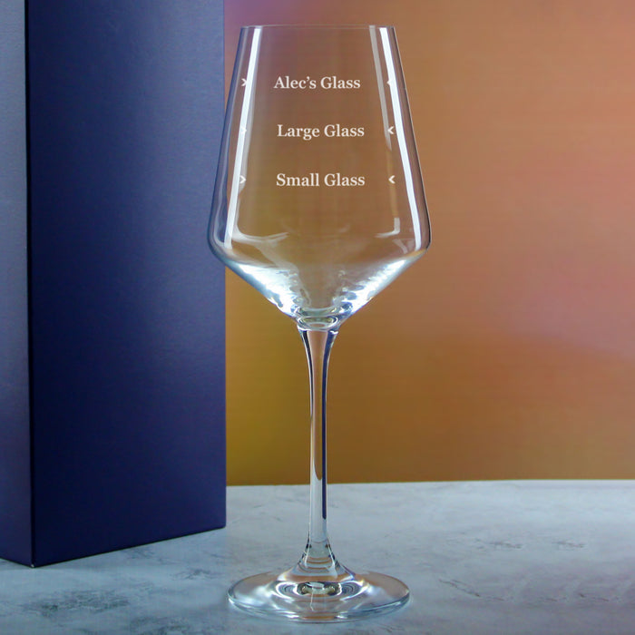 Personalised Engraved Infinity Wine Glass with Name's Glass Serif Measurements Design, Customise with Any Name - The Gift Cabin UK