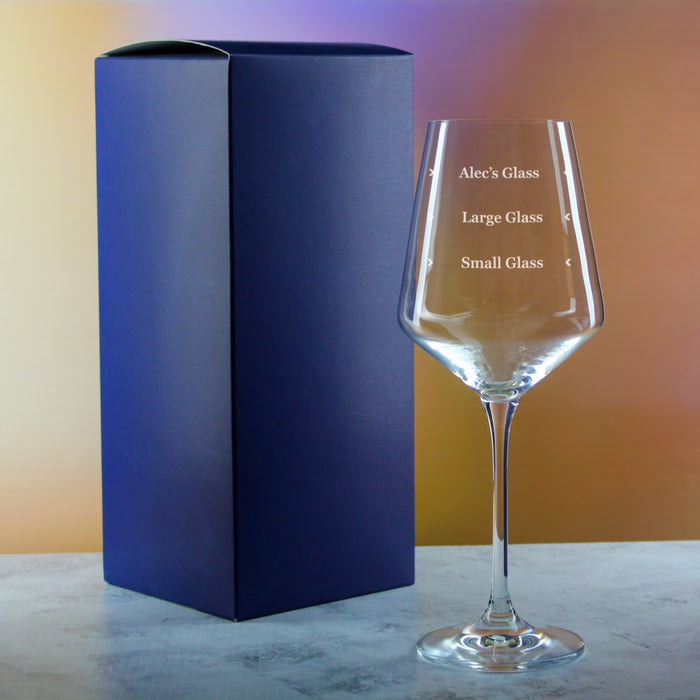 Personalised Engraved Infinity Wine Glass with Name's Glass Serif Measurements Design, Customise with Any Name - The Gift Cabin UK