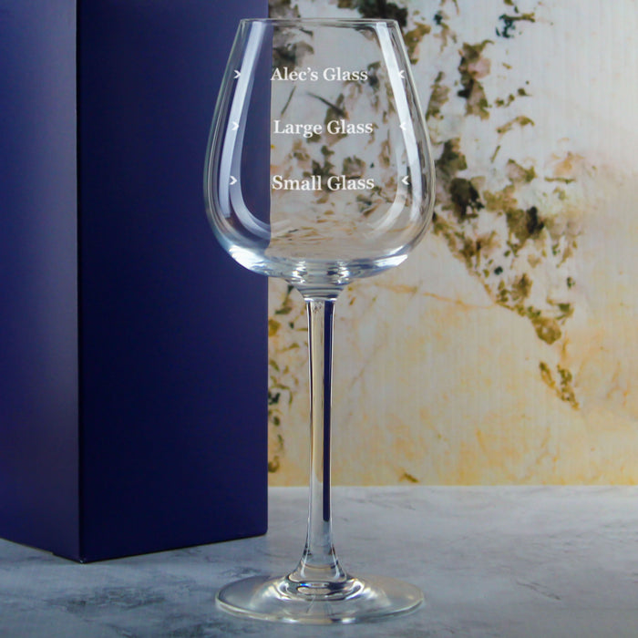 Personalised Engraved Wine Emotions Wine Glass with Name's Glass Serif Measurements Design, Customise with Any Name - The Gift Cabin UK