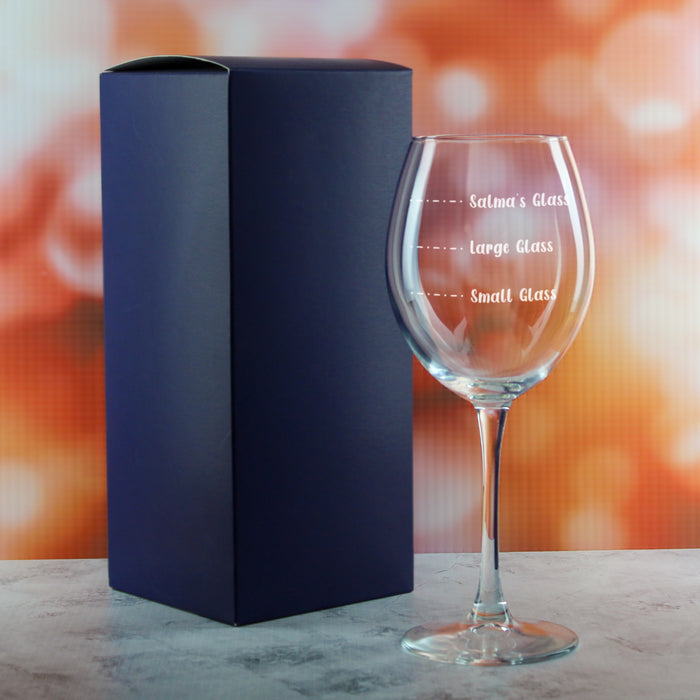 Personalised Engraved Enoteca Wine Glass with Name's Glass Handwritten Measurements Design, Customise with Any Name - The Gift Cabin UK