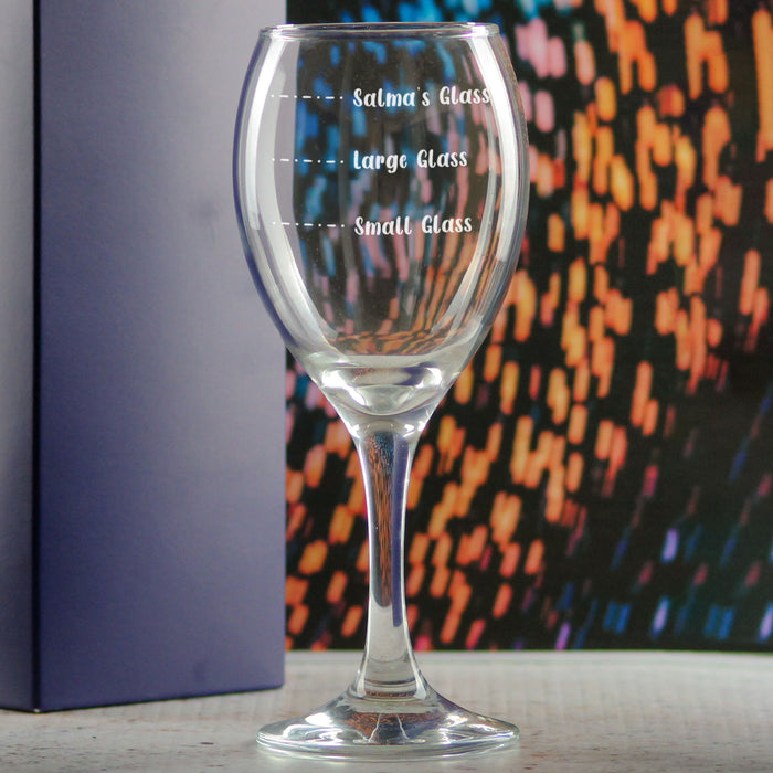 Personalised Engraved Pure Wine Glass with Name's Glass Handwritten Measurements Design, Customise with Any Name - The Gift Cabin UK