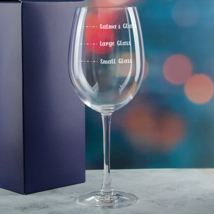 Personalised Engraved Reserva Wine Glass with Name's Glass Handwritten Measurements Design, Customise with Any Name - The Gift Cabin UK