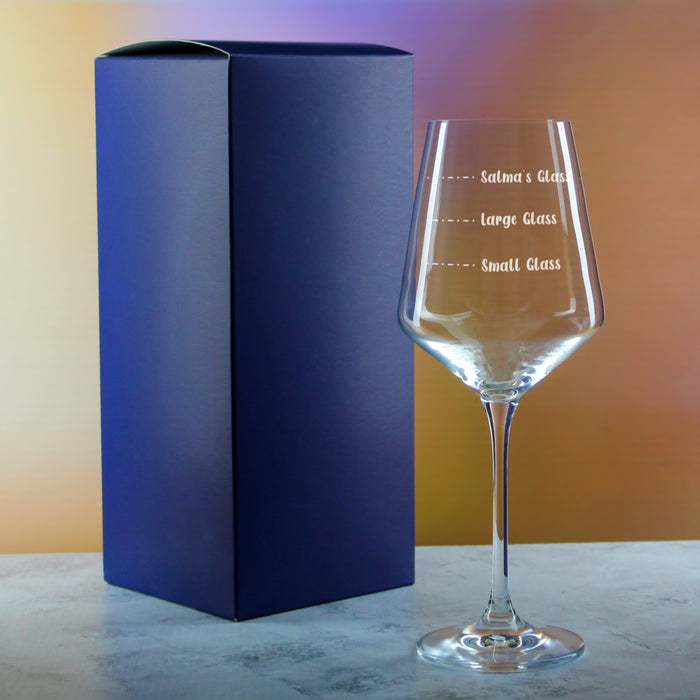 Personalised Engraved Infinity Wine Glass with Name's Glass Handwritten Measurements Design, Customise with Any Name - The Gift Cabin UK