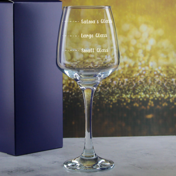 Personalised Engraved Tallo Wine Glass with Name's Glass Handwritten Measurements Design, Customise with Any Name - The Gift Cabin UK