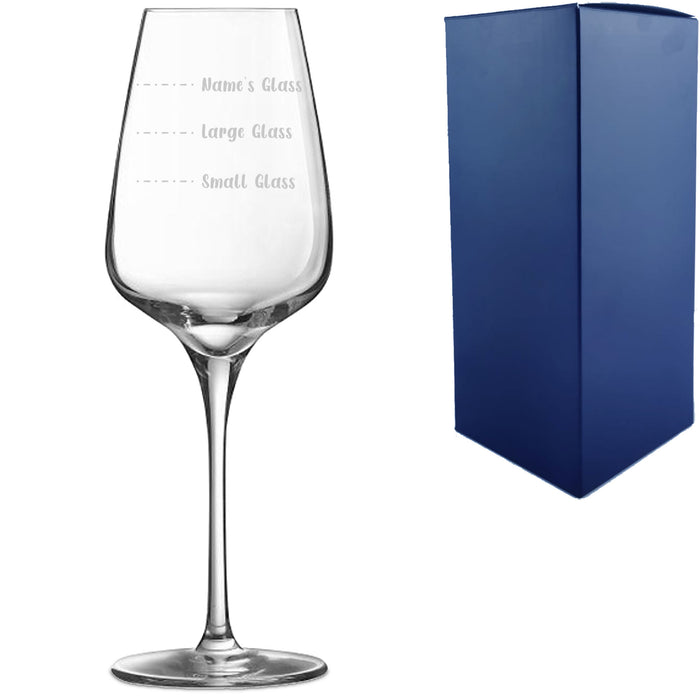 Personalised Engraved Sublym Wine Glass with Name's Glass Handwritten Measurements Design, Customise with Any Name - The Gift Cabin UK