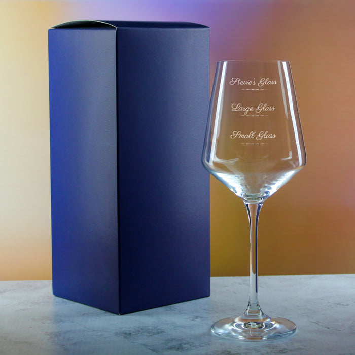 Personalised Engraved Infinity Wine Glass with Name's Glass Script Measurements Design, Customise with Any Name - The Gift Cabin UK