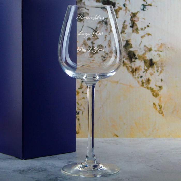 Personalised Engraved Wine Emotions Wine Glass with Name's Glass Script Measurements Design, Customise with Any Name - The Gift Cabin UK