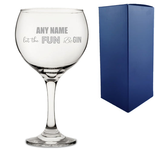 Engraved Novelty Gin Balloon Glass with - let the fun BeGIN With Gift Box - The Gift Cabin UK