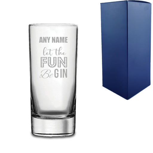 Engraved Novelty Gin Hiball Glass with let the fun BeGIN With Gift Box - The Gift Cabin UK