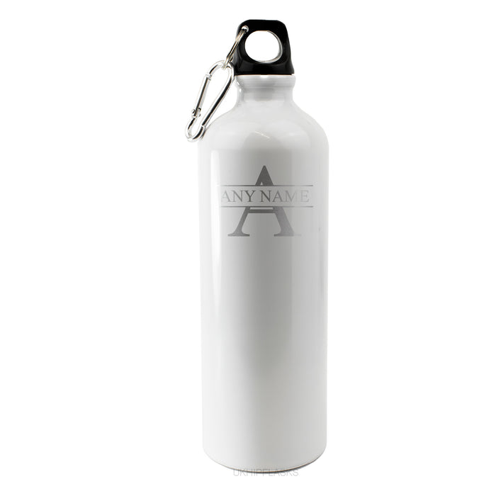 Engraved White Sports Bottle with Initial and Name - The Gift Cabin UK