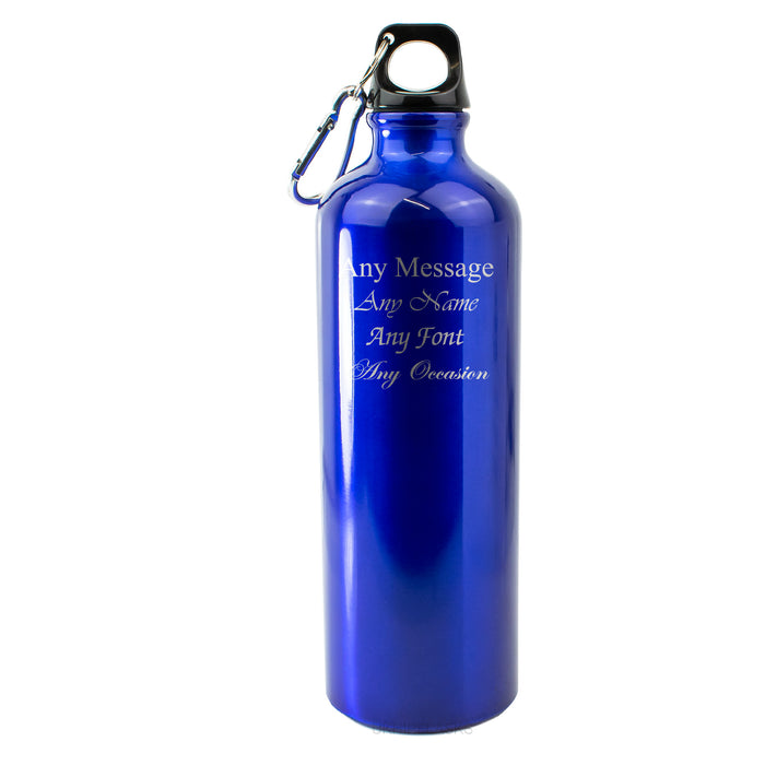 Engraved Blue Sports Bottle with any message - The Gift Cabin UK