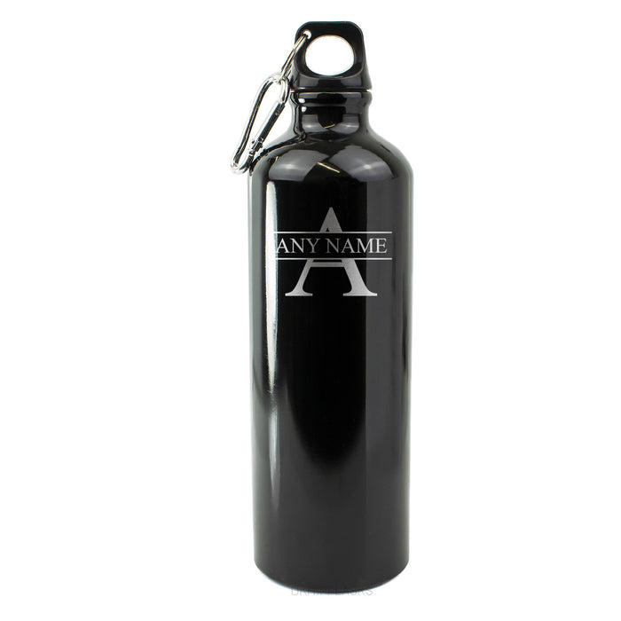 Engraved Black Sports Bottle with Initial and Name - The Gift Cabin UK