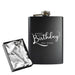 Engraved 8oz Black Hip flask with Happy Birthday design - The Gift Cabin UK