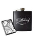 Engraved 6oz Black Hip flask with Happy Birthday design - The Gift Cabin UK