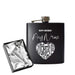 Engraved 6oz Black Hip flask with Birthday Tool heart - The Gift Cabin UK