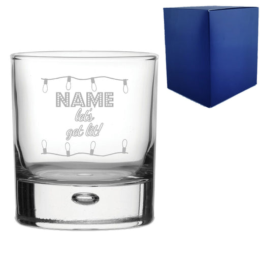 Engraved Christmas Whiskey Tumbler with Name, Let's get lit! Design - The Gift Cabin UK