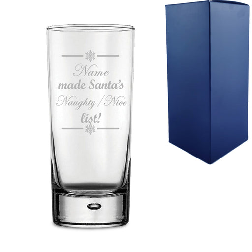 Engraved Novelty Christmas HiBall Glass "Name made Santa's Naughty/Nice list!" With Gift Box - The Gift Cabin UK