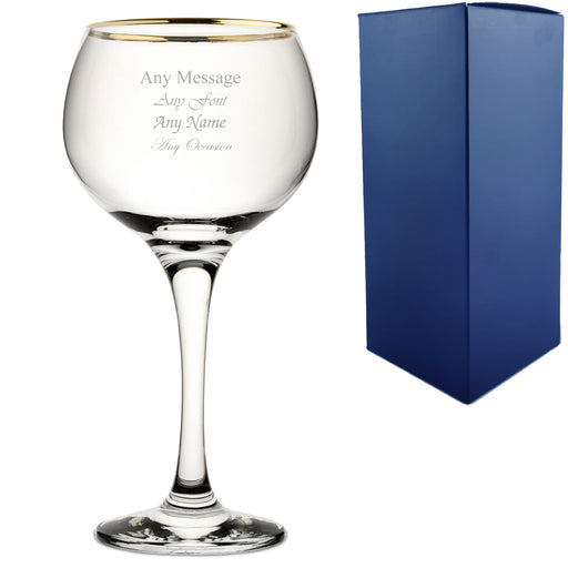 Engraved 19.7oz Gold Rim Ambassador Gin Balloon Glass - The Gift Cabin UK