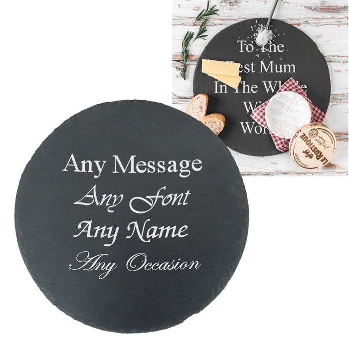 Personalised Engraved Natural Slate Food &amp; Drinks Serving Platter - The Gift Cabin UK