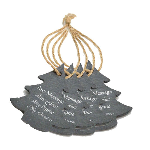 Engraved Set of 4 Christmas Tree Hanging Slate Decorations - The Gift Cabin UK