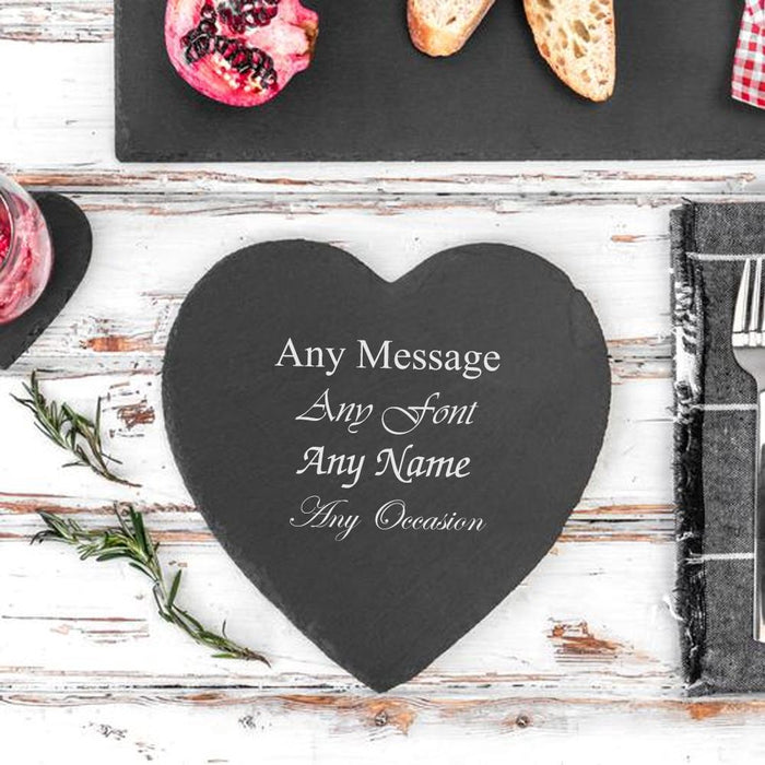 Personalised Engraved Heart Shape Natural Slate Placemat - The Gift Cabin UK