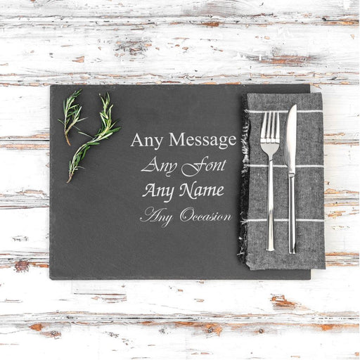 Personalised Engraved Rectangular Natural Slate Placemat and Platter - The Gift Cabin UK