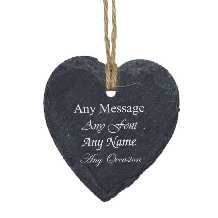 Personalised Engraved Hanging Heart Slate Tag - The Gift Cabin UK