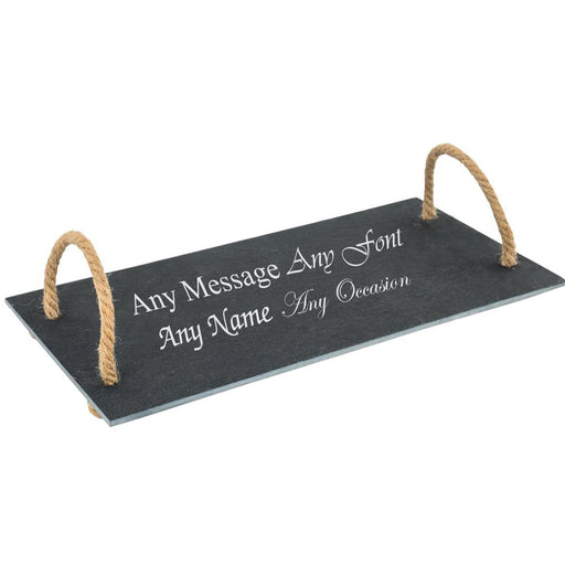 Personalised Engraved Slate Serving Tray with Vintage Rope Handles - The Gift Cabin UK