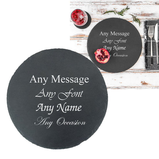 Personalised Engraved Round Natural Slate Serving Placemat - The Gift Cabin UK