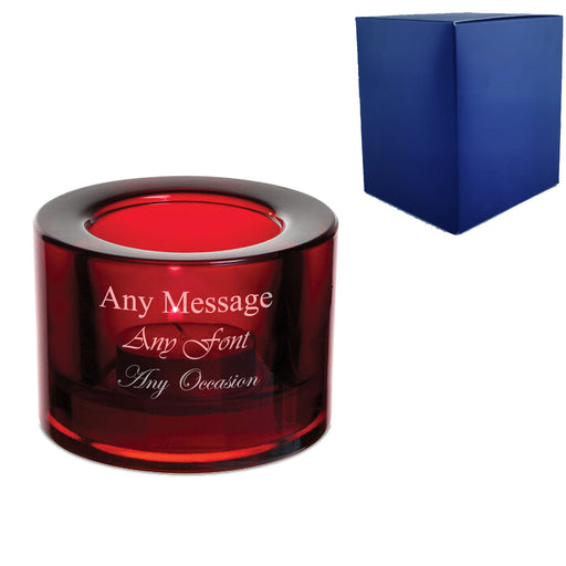 Personalised Engraved Chunky Red Tealight Holder - Any Message Engraved - The Gift Cabin UK