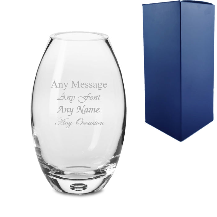 Engraved 15cm Handmade Barrel Bubble Base Vase - The Gift Cabin UK