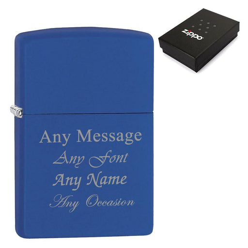 Engraved Matte Royal Blue Zippo Lighter - The Gift Cabin UK