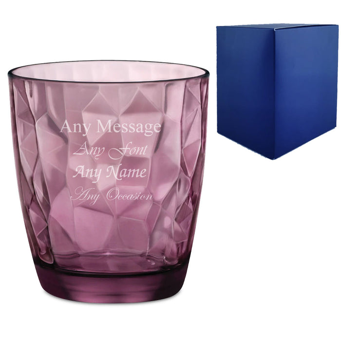 Engraved 390ml Purple Diamond Whisky Glass With Gift Box - The Gift Cabin UK