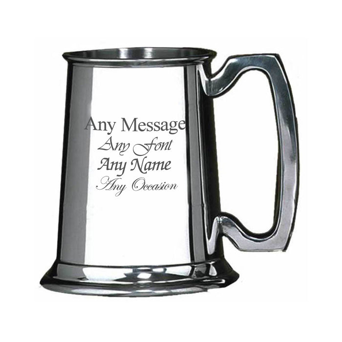 Engraved 10oz Half Pint Plain Pewter Tankard - The Gift Cabin UK