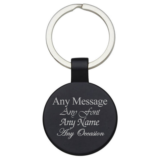 Engraved Round Black Keyring - The Gift Cabin UK